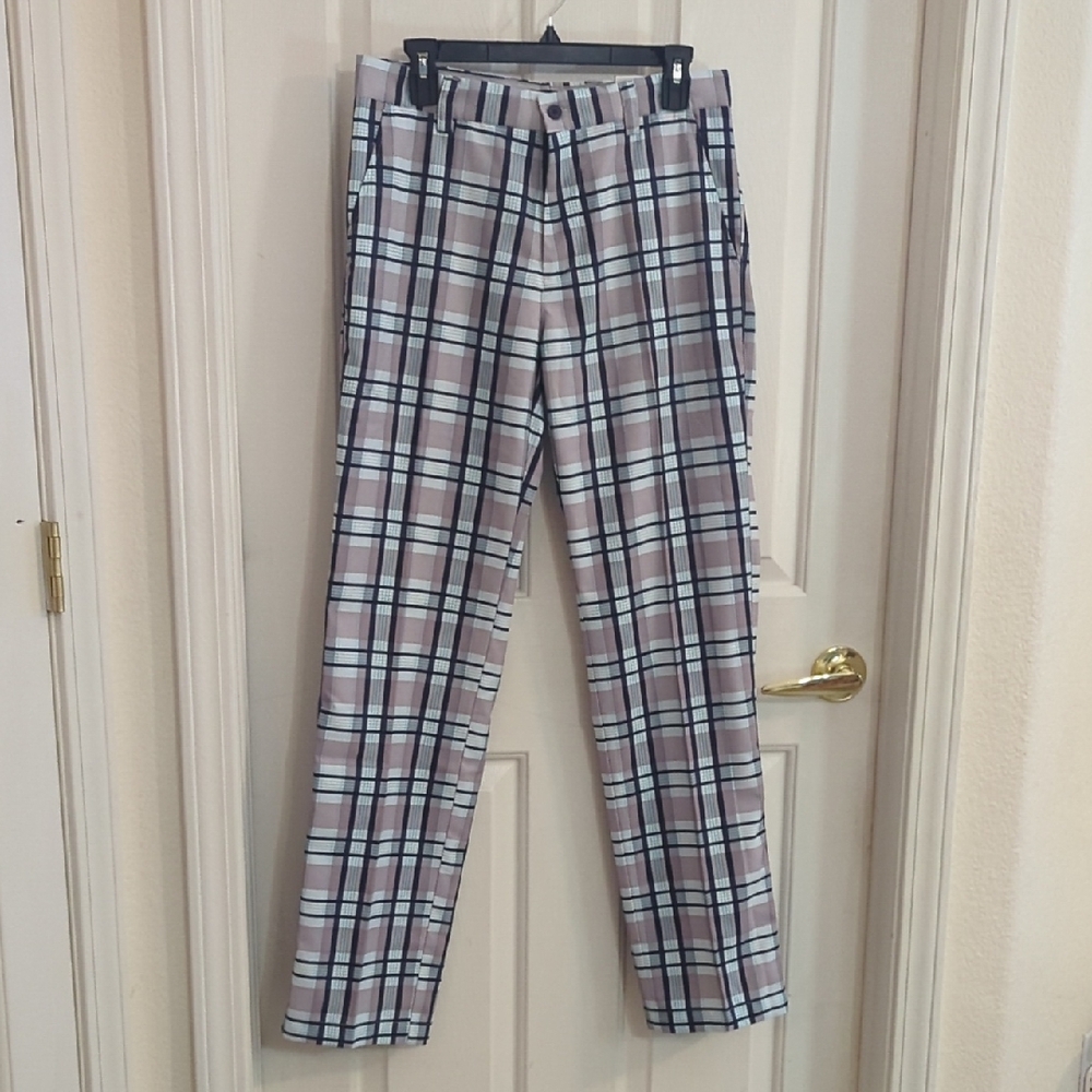Blue Plaid Chinos by Slingo 30x32 Preppy Country Club Golf